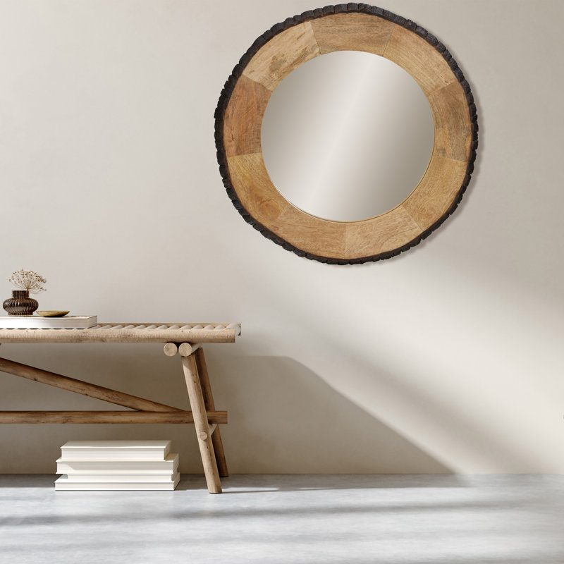 30.5"W Borica Wood and Glass Wall Mirror