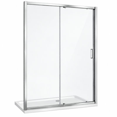 Flora Single Added Framed Shower Door with Clear Glass