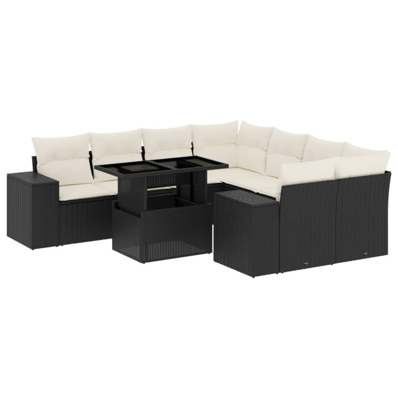 Vidaxl Garden Sofa Set Black, Cream White