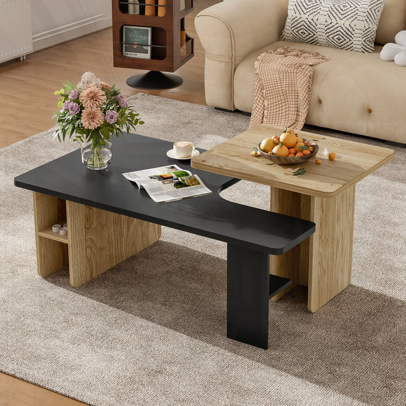 Ensemble de 2 tables basses gigognes Farmhouse, Noir
