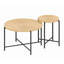 Ensemble de 2 tables basses et tables de bout, panneau de fibres à densité moyenne imperméable avec revêtement en PVC, conception cylindrique vieillie, pieds en métal noir, charme rustique classique-336266447