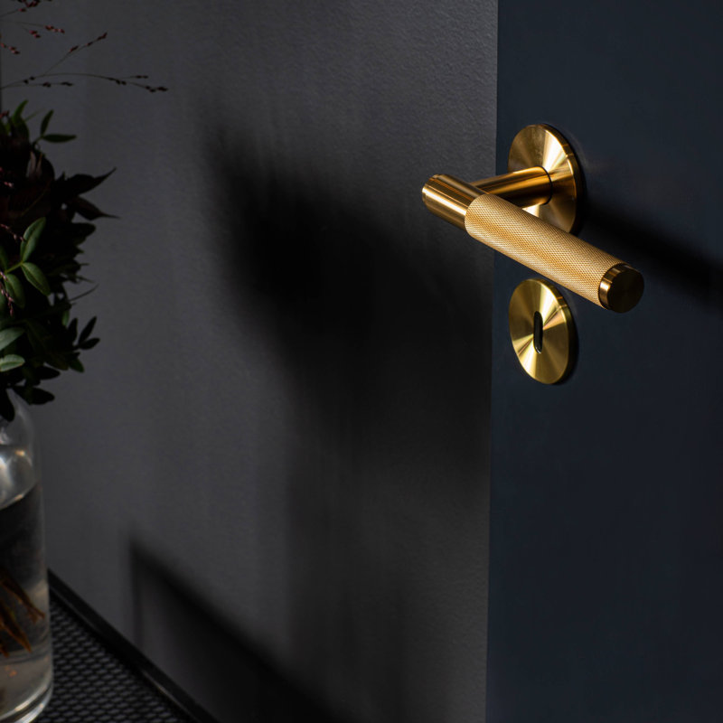 Poignée de porte / conventionnelle / passage / croix, Brass