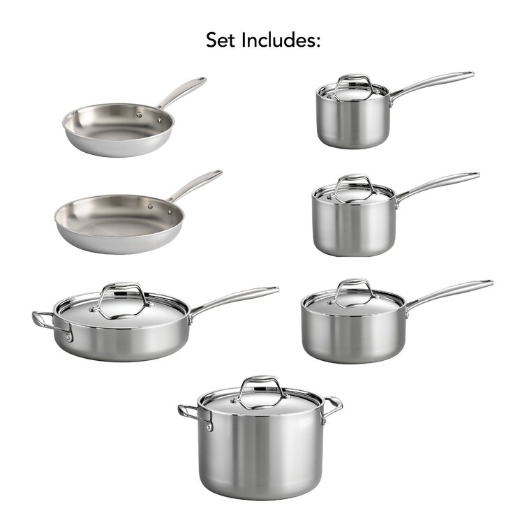 Tramontina Tri Ply Stainless Steel 9 Piece Cookware Set
