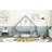 Twin Wood House-Shaped Floor Bed With Fence, Guardrails ,Grey-546964412-546964415