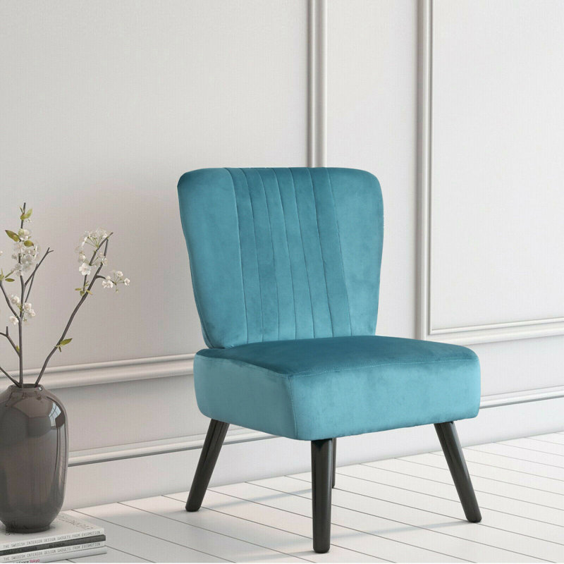 Caveney Upholstered Slipper Chair, Teal