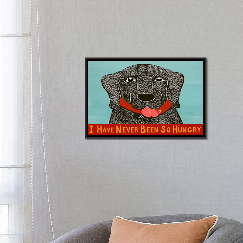 Reproduction d’art sur toile tendue, "n’a jamais été aussi gourmande" par stephen huneck, H 12 po x l 18 po x P 0,75 po