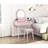 Captivating Pink Vanity Dresser With Mirror & Stool - Bedroom Element And For Functional Storage Unit-900857251