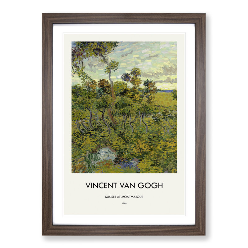 Sunset At Montmajour by Vincent Van Gogh - Single Picture Frame Print, 36cm H x 27cm W x 2cm D, Walnut Framed