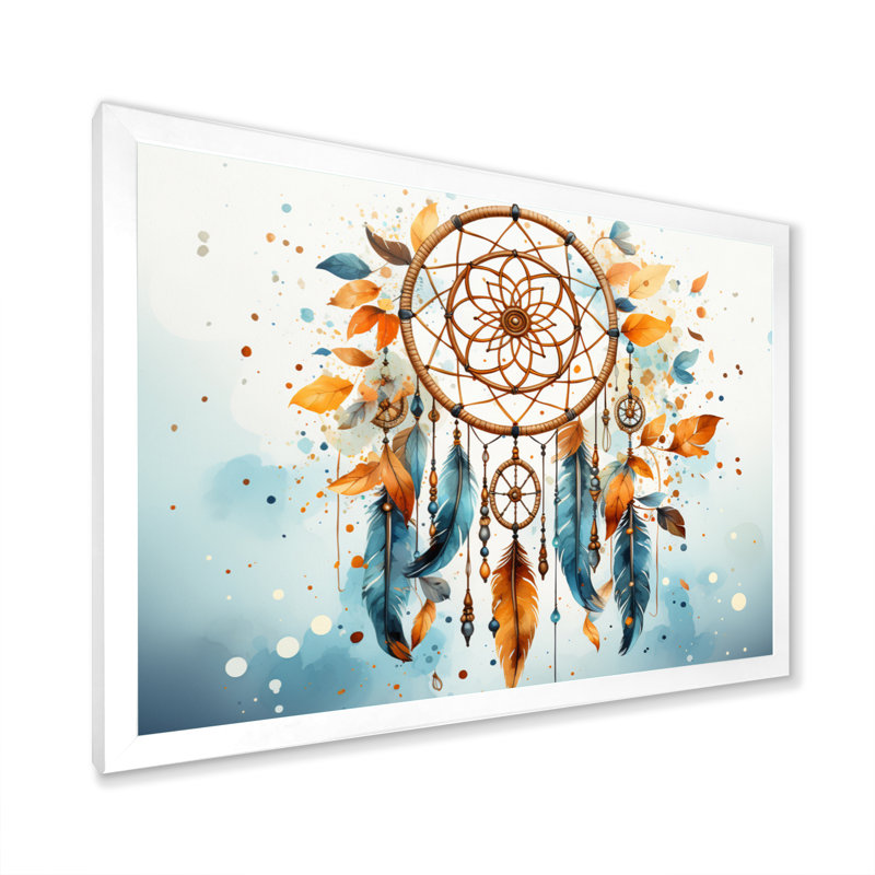 «Orange Dreamcatcher Minimalist Harmony» sur impression sur toile, H 30 po x l 40 po x P 1,5 po, Cadre simple blanc