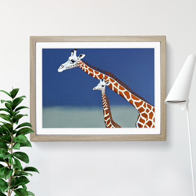Mother And Baby Giraffe - Framed Print
