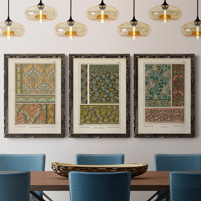 Nouveau Decorative VII - Ensemble de 3 peintures sur toile encadrées, H 31,5 po x l 47 po x P 1,5 po, Noir