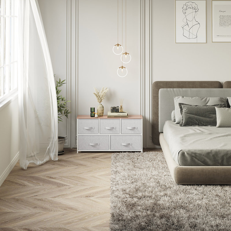 Commode de rangement 5 tiroirs Allenport, Blanc