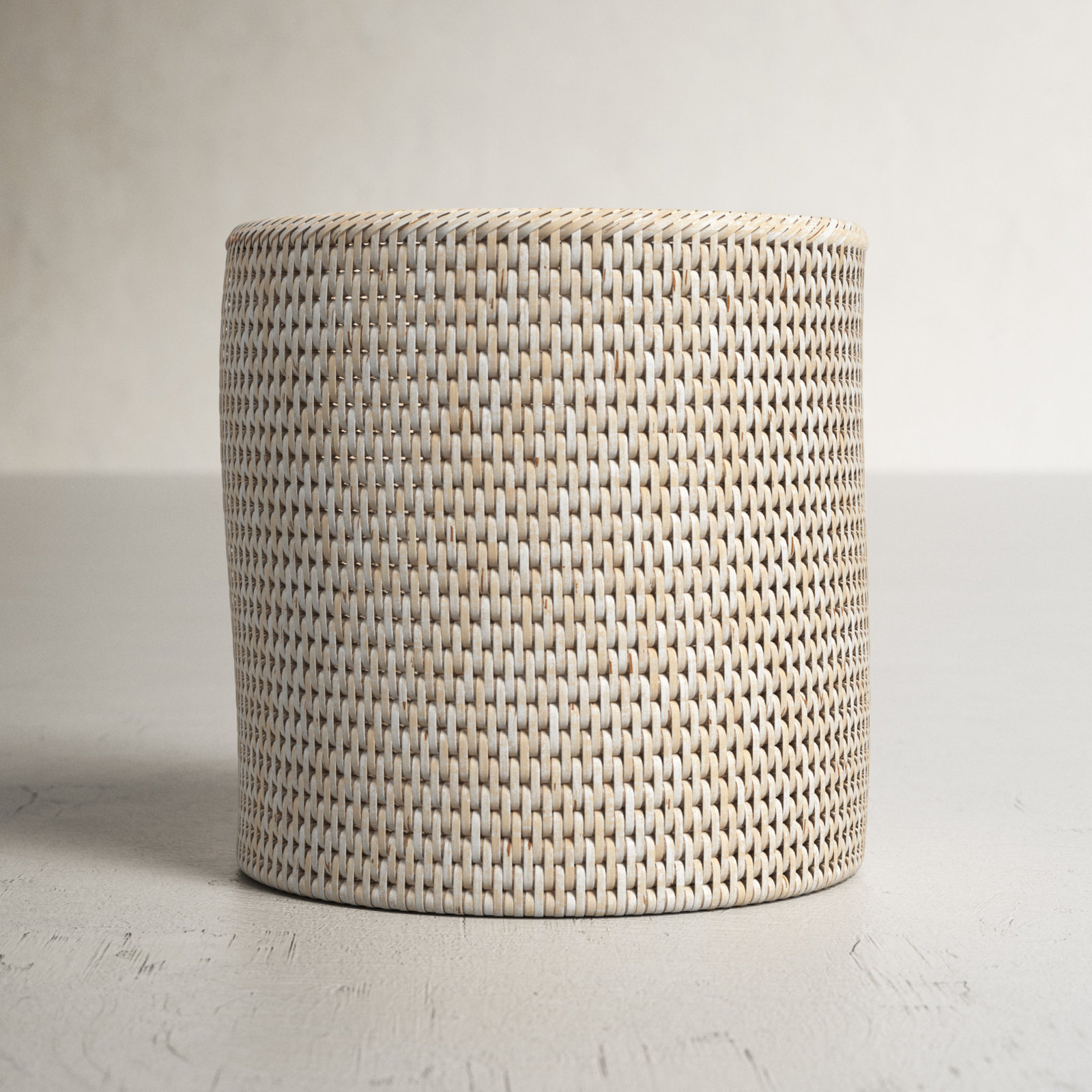 Rael 1.74gal Wicker Waste Basket, White Wash
