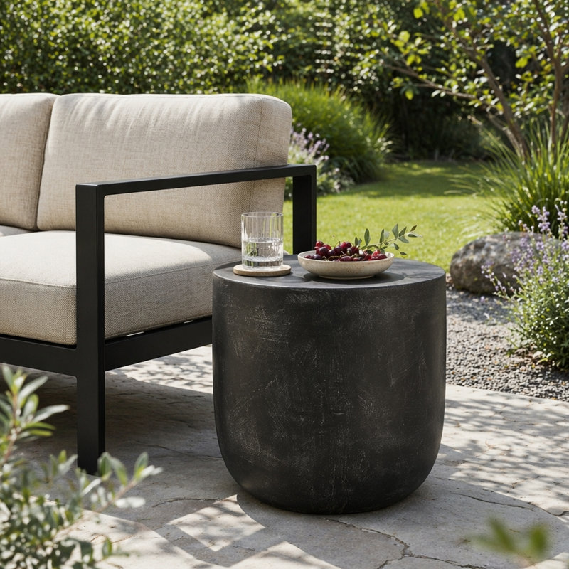 Table d'appoint d'extérieur en béton léger