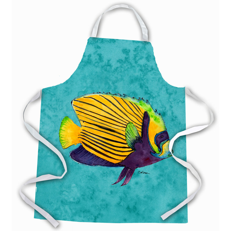 Tablier tropical pour poisson, Bleu sarcelle/jaune