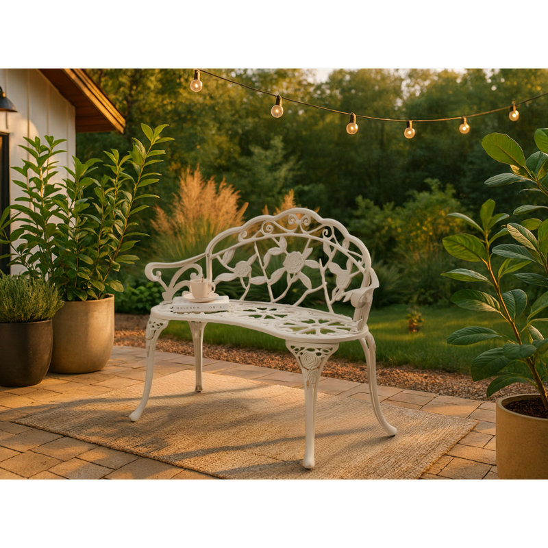 Aluminum Outdoor Bench, White
