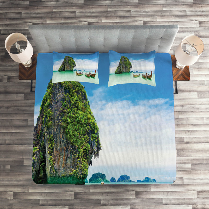 Island Rustic Polyester Coverlet, King Bedspread + 2 Shams