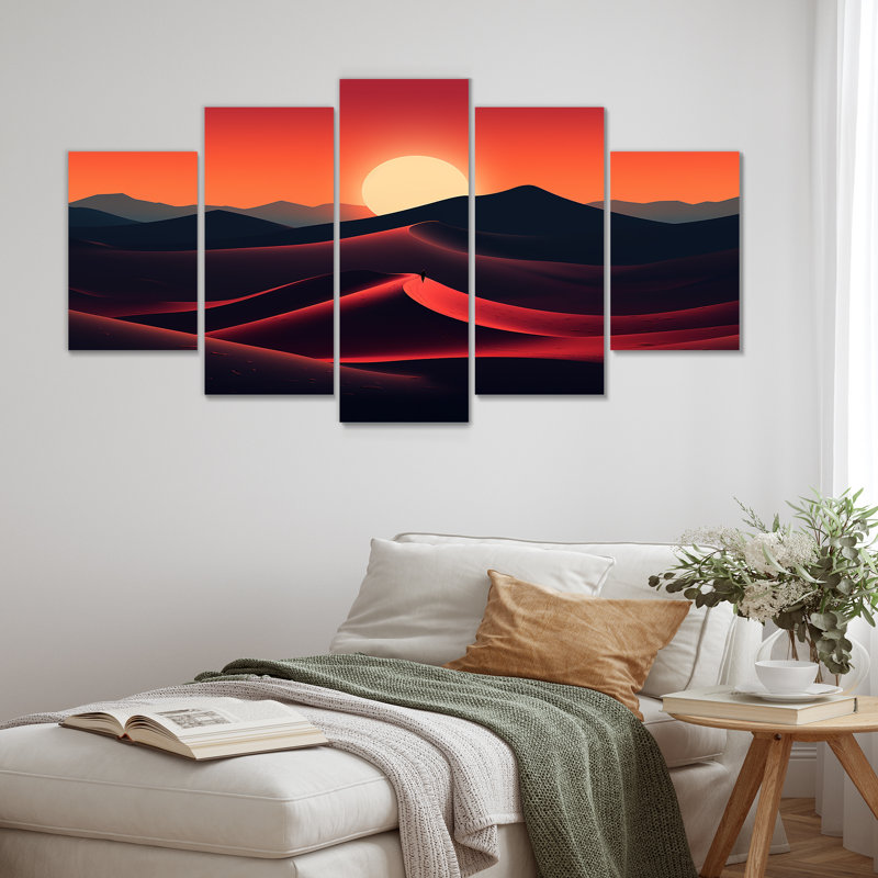 Desert Sunrise Horizon On Mars Planet I - Desert Multipanel Wall Art Set