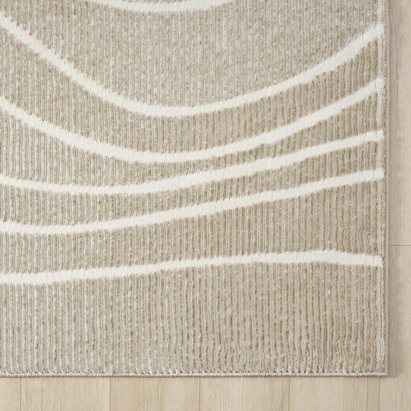 Abani Rugs Malynn PDE140A Machine Washable Whispering Swirls Cream Area Rug, Rectangle 4' x 6'