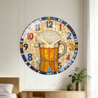 Horloge murale en verre coloré, horloge murale 24 po