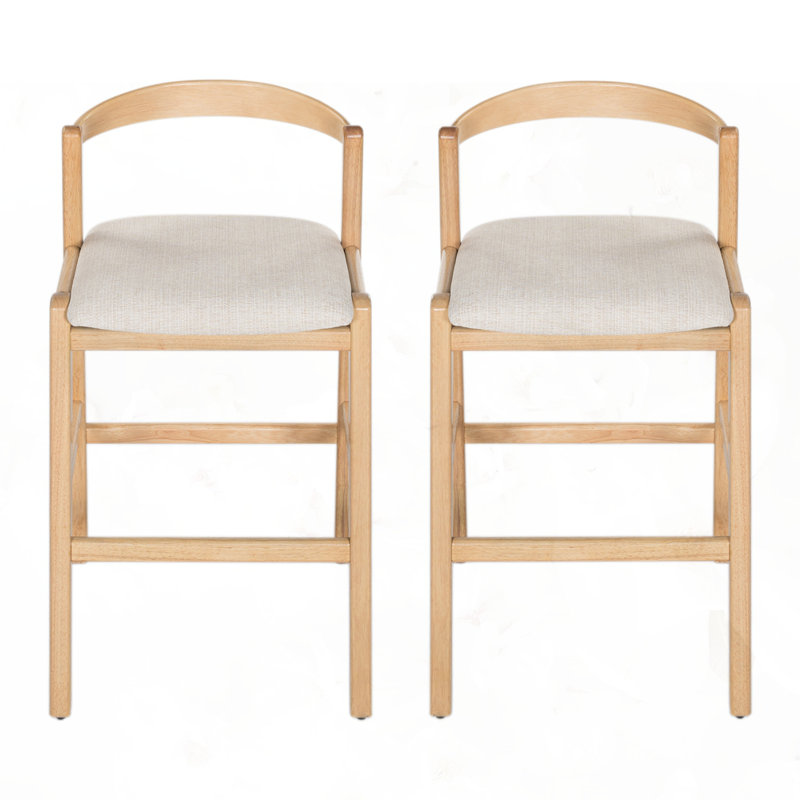 Ensemble de 2 tabourets d'intérieur en bois d'hévéa, Naturel