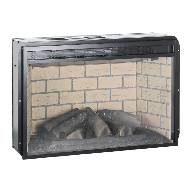 Foyer à quartz 26 po à infrarouge - style bûche de bois avec brique, production de chaleur de 1 500 W, flammes réglables, sortie thématique d'insert de chauffage, luminosité de flamme, chauffage protégé