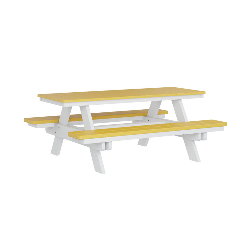 Table de pique-nique rectangulaire Berlin Gardens Ada, H 29 po x L 72 po x l 58 po, Jaune soleil / blanc
