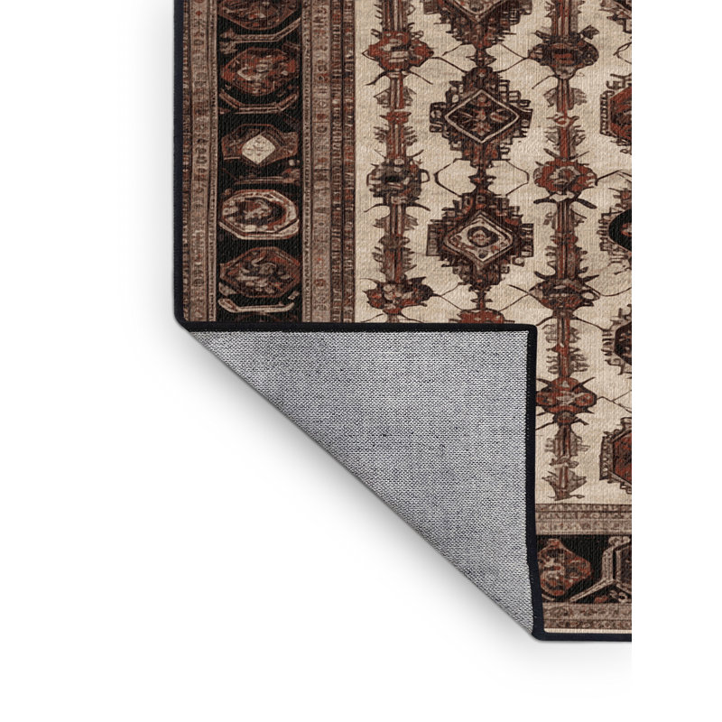 Machine Washable Persian Brown Area Rug, Round 7'