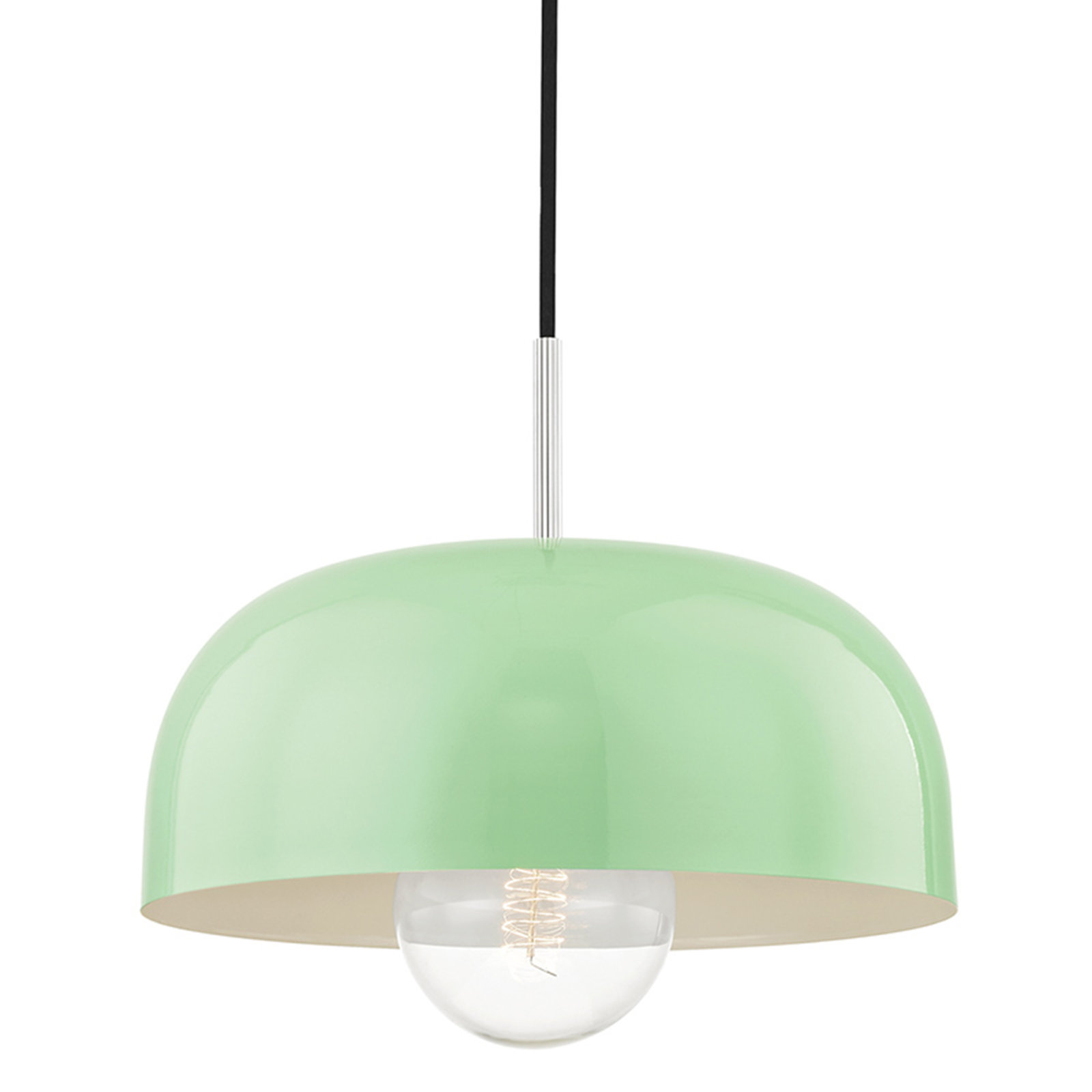 Avery 1 Light Pendant, Mint, Polished Nickel, 5.75" H x 14" W x 14" D