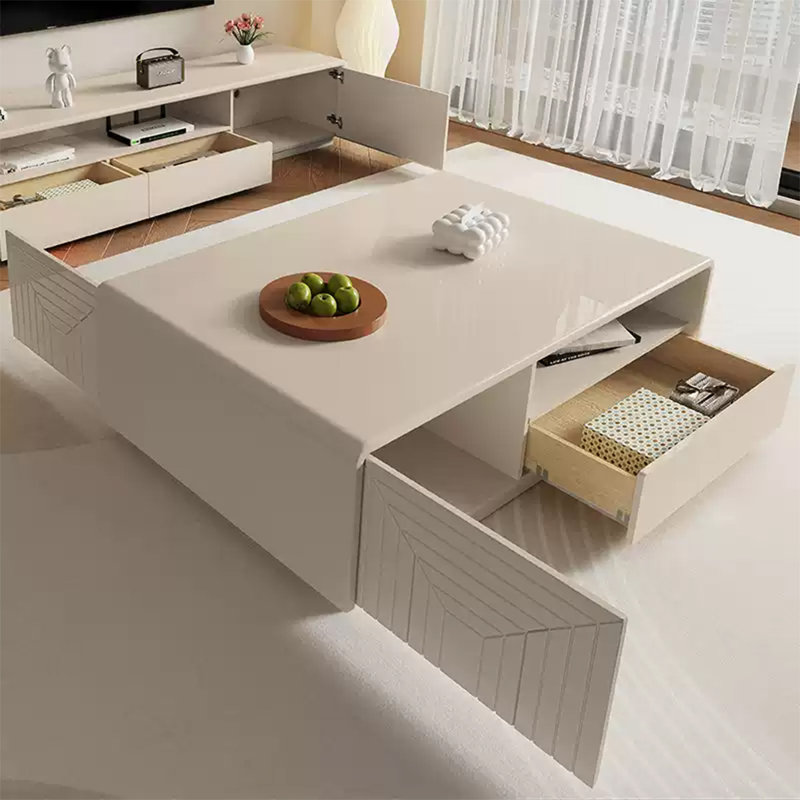 Creamy wind style wood simple coffee table