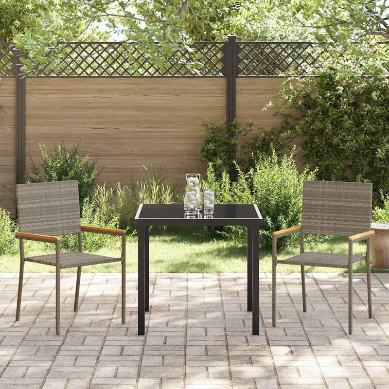 3 Piece Garden Dining Set, Grey