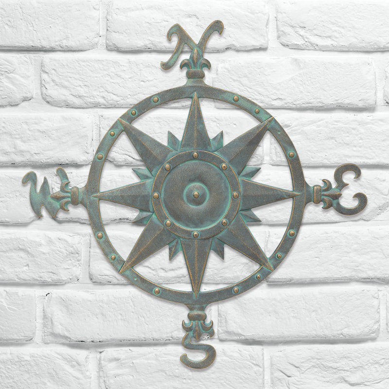 Nauctical Compass Wall Décor, Bronze Verdigris