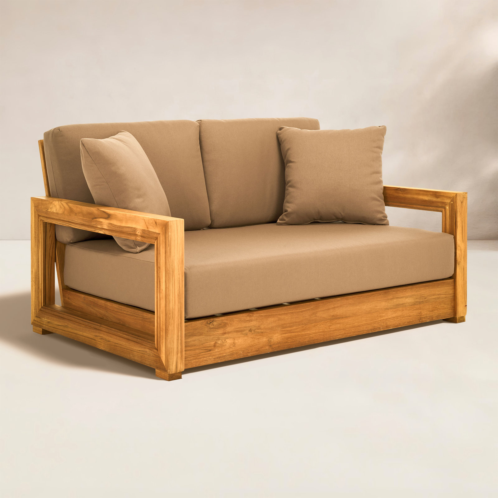 Melrose 52.75" Wide Loveseat with Cushions, Brown
