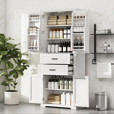 Armoire de rangement de 72,5 po de hauteur avec espace de rangement multifonctionnel et deux tiroirs profonds