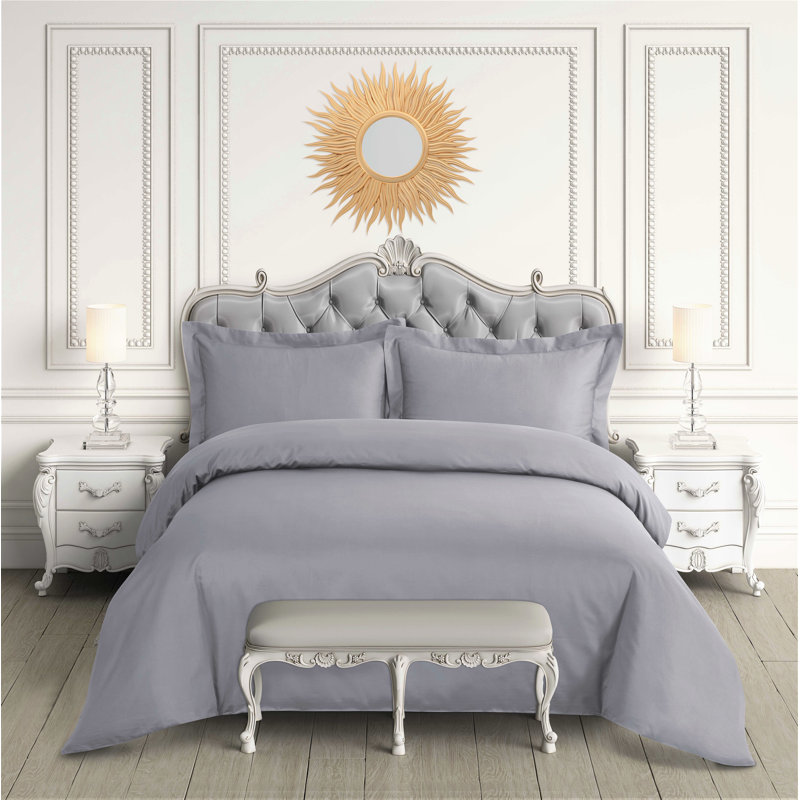 King Silver Gray Cotton Sateen Bedspread Cover Set
