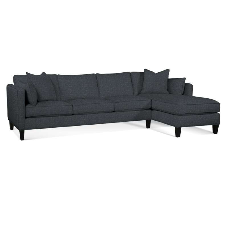 Lenox Chaise Sectional, Black, Right Hand Facing, Green Performance Fabric; 0851-54