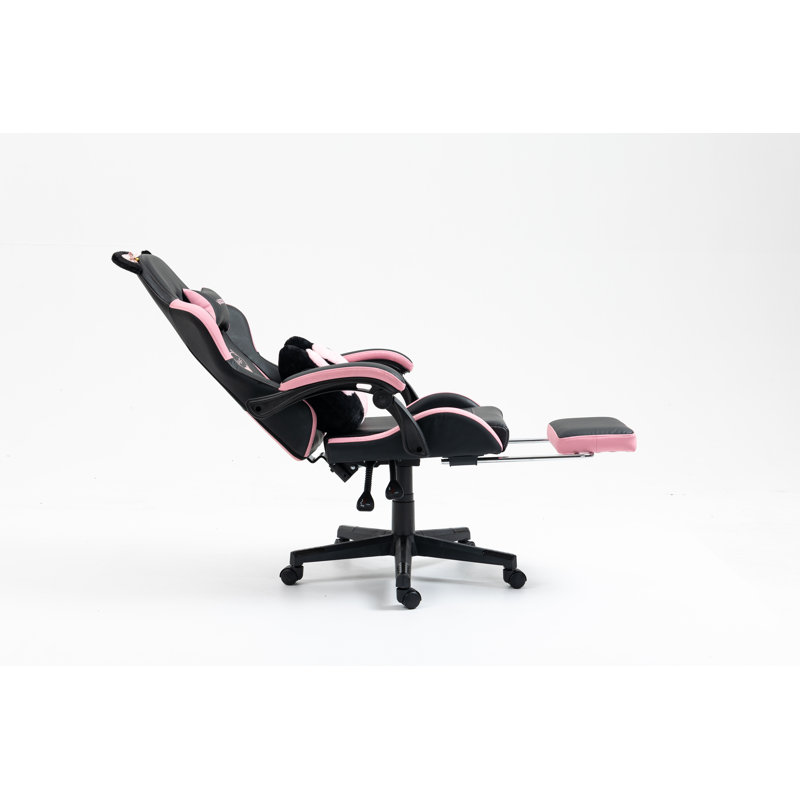 Fauteuil de bureau ergonomique mignon avec oreilles de chat et soutien lombaire, Black