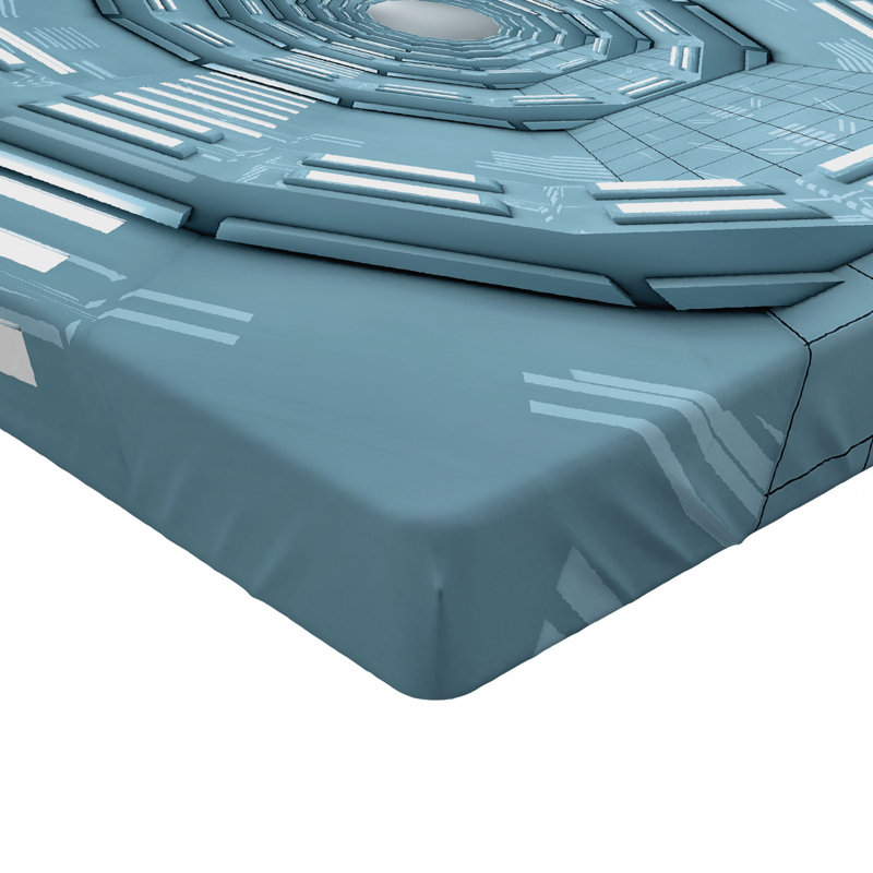 Microfiber Geometric Fitted Sheet, Queen Fitted Sheet