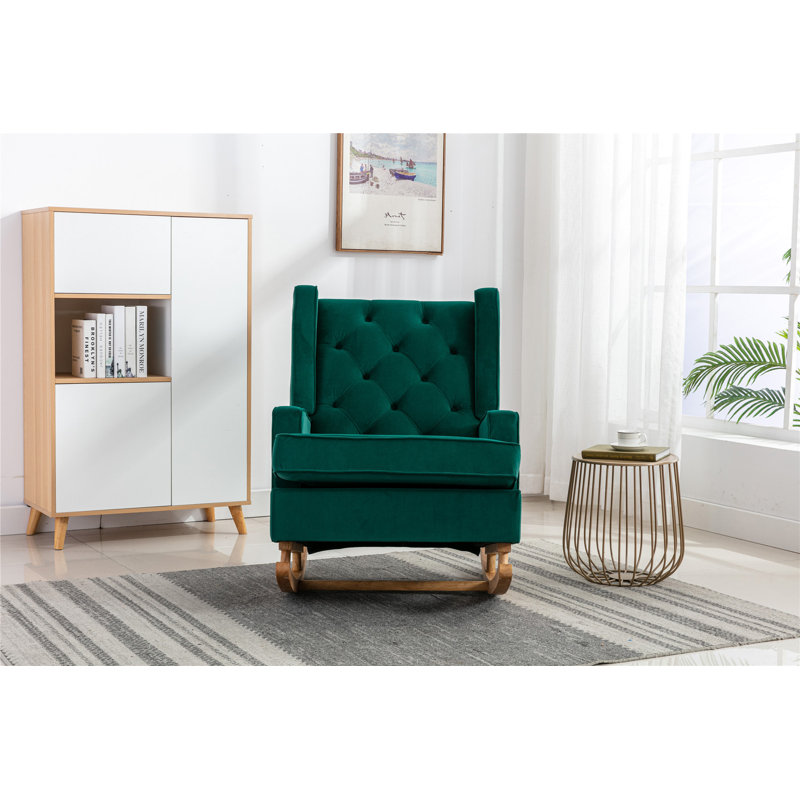 Fauteuil à bascule Mid-Century, Émeraude