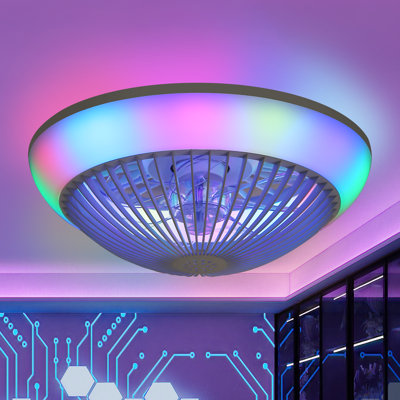 15" 7-ABS Transparent Blade Classic Ceiling Fan Light, RGB Immersive Lighting Effect, APP/Six-Speed Intelligent Control