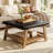 31.5-Inch Square Ottoman Coffee Table With Solid Wood Shelf Storage