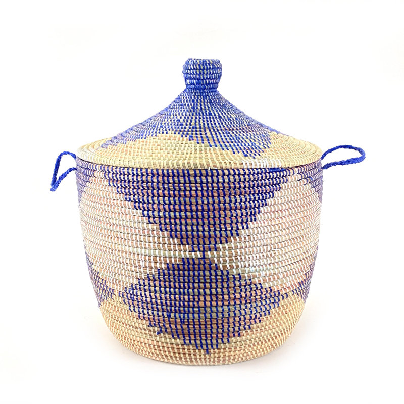 Senegalese Basket: Oversize Hamper We Graphic Print - Navy/white