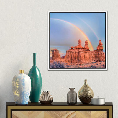 Rainbow Over Rock Formation Called The Three Judges, Goblin Valley State Park, Utah by Tim Fitzharris - Gallery-Wrapped Canvas Giclée on Canvas