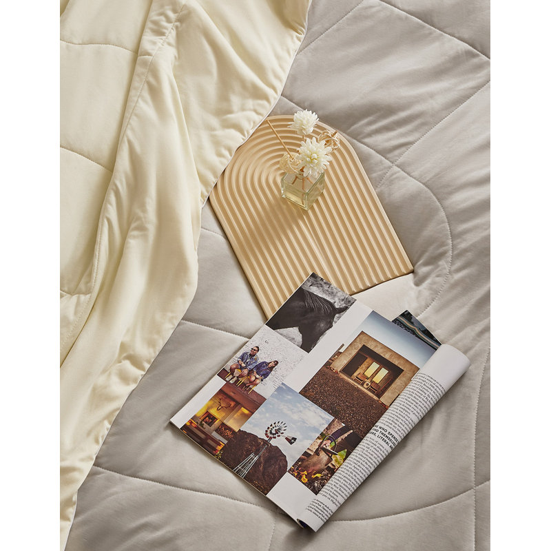 Erol Yellow/Gray Polyester Reversible Comforter, Twin Comforter