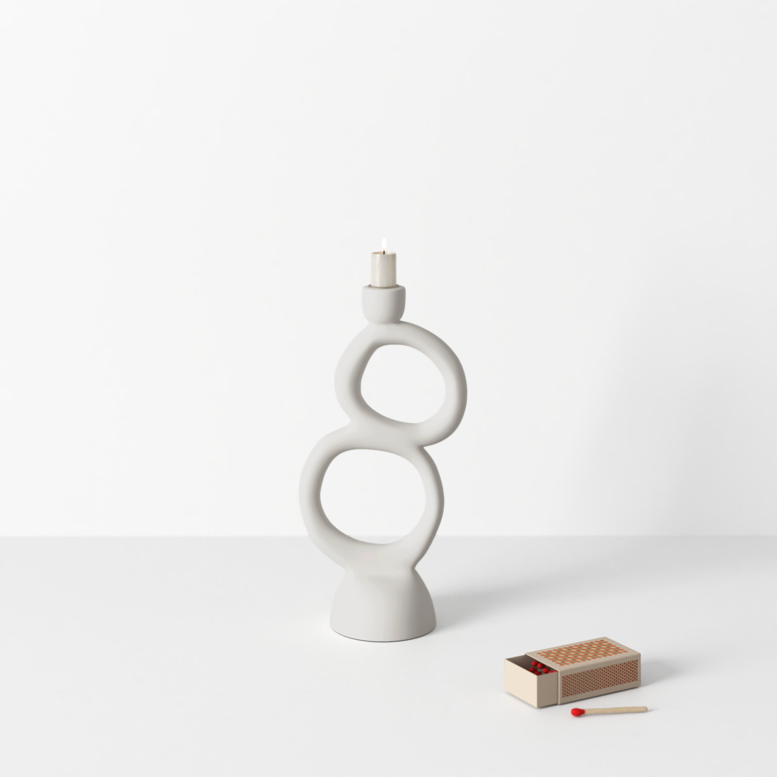 Candle Holder Ecomix Rough Sophistication Double White