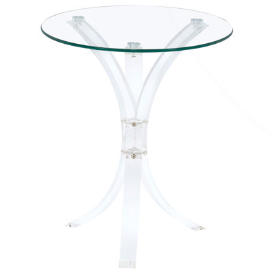 Clear Round Glass Top Acrylic Side Table