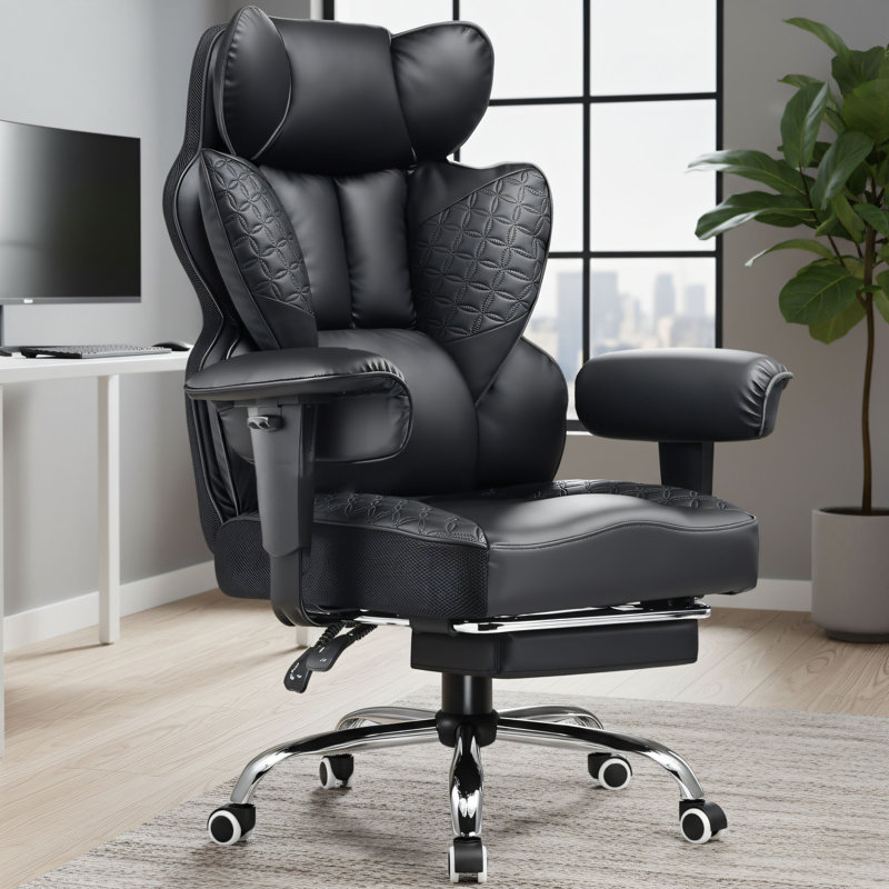 Large, Heightened Office/Gaming Chair With A 400-Pound Weight Capacity, High Backrest, Footrest, And Wide Seat Cushion For Enhanced Back Support And Comfort.