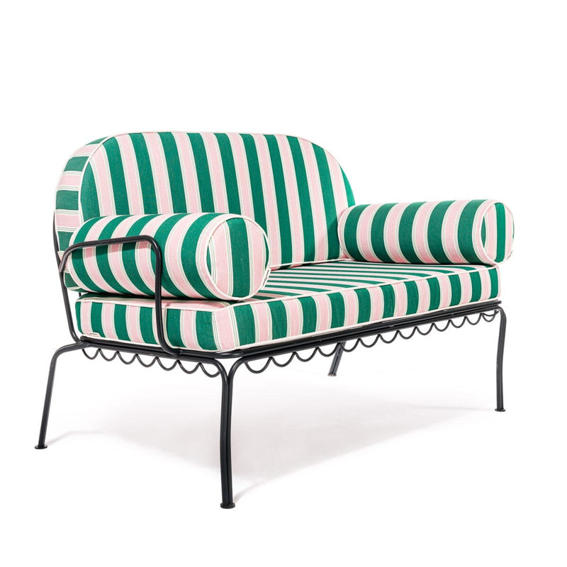Ensemble de housse pour causeuse Al Fresco, Acrylique rayé vert / rose