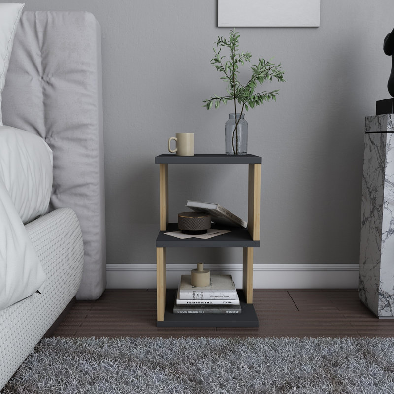 Table de chevet ergonomique Carter, Chêne / anthracite