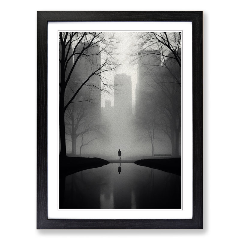Central Park Minimalism No.2 - Single Picture Frame Print on Wood, Black Framed, 64cm H x 46cm W x 2cm D